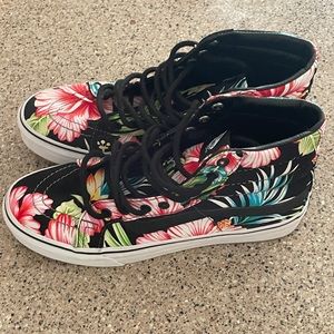 Vans Sk8-Hi Slim Hawaiian Floral Black - Women's - size 7.5